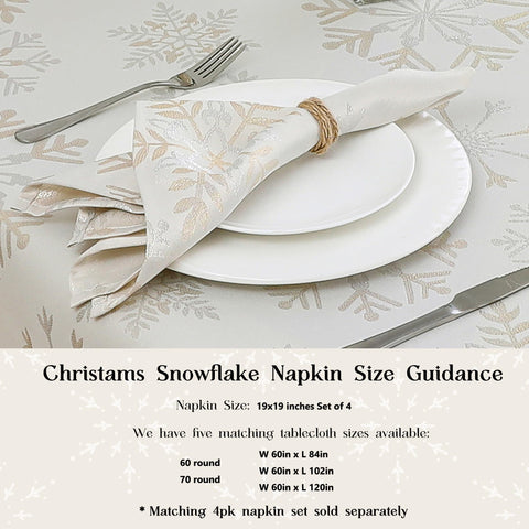 Randall Snowflake napkins 19x19 inches ideal size for gatherings.
