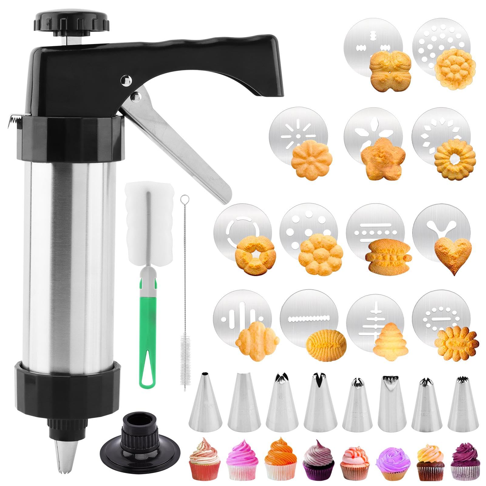 Ranjaner stainless steel cookie press kit with ergonomic handle for easy baking