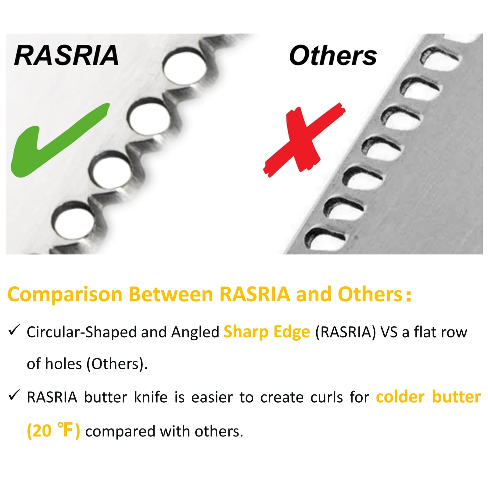 RASRIA butter spreader knife elevates plating with neat curls.