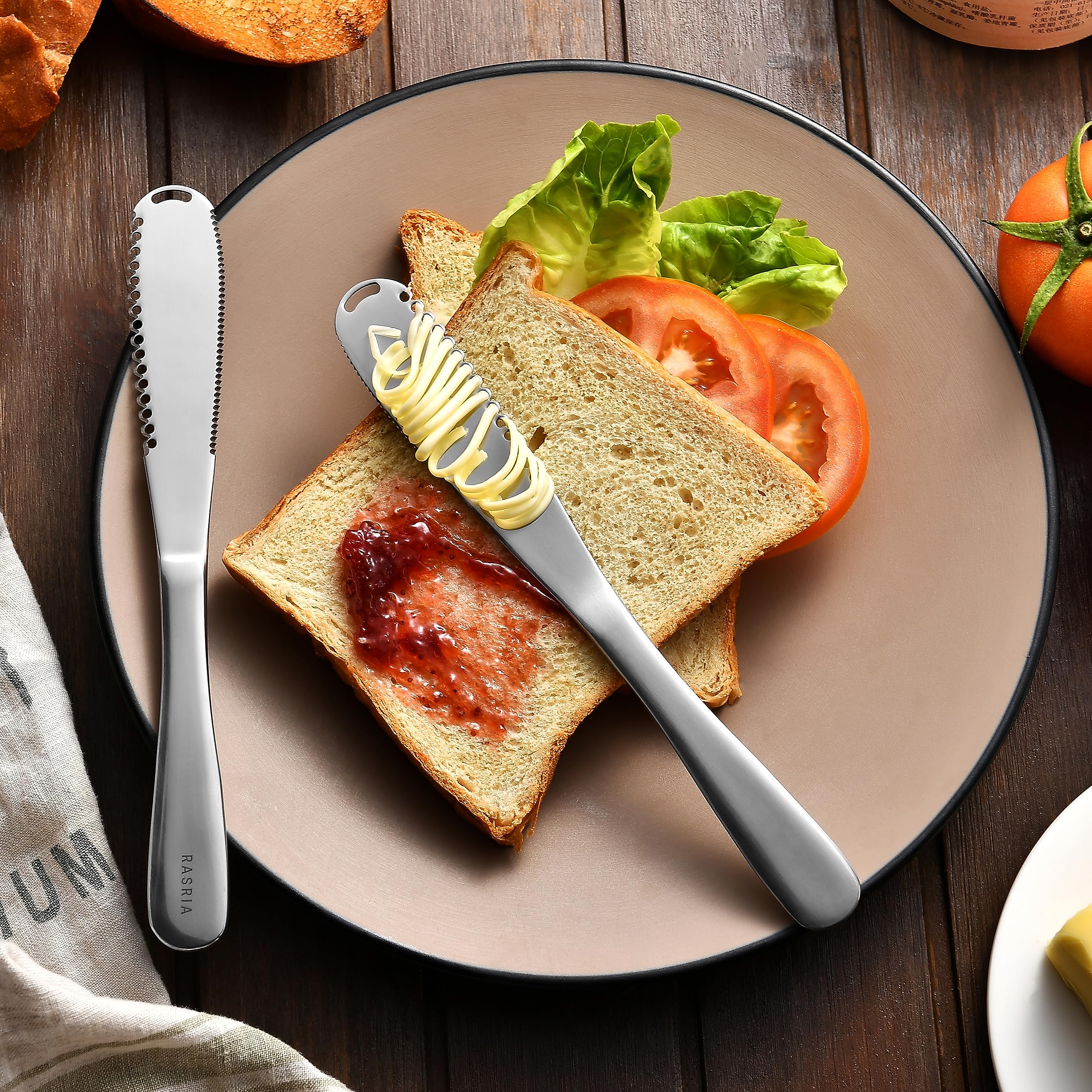 RASRIA butter spreader knife with serrated edge handles butter, bread, cheese.