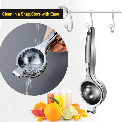 RASSE Lemon Squeezer features an ergonomic handle to reduce hand effort.