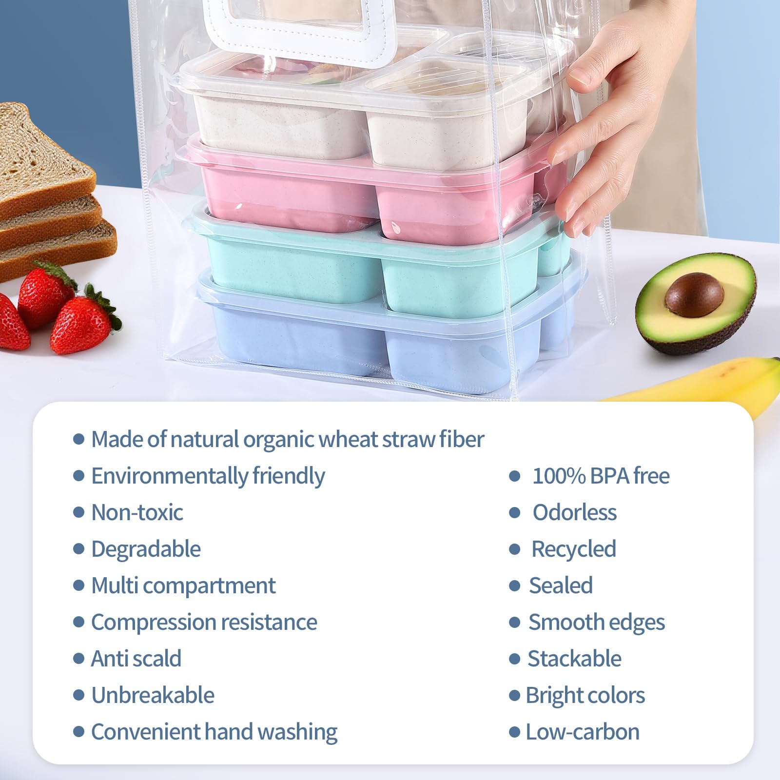 RASUSS bento box made from wheat straw and PP material for durability