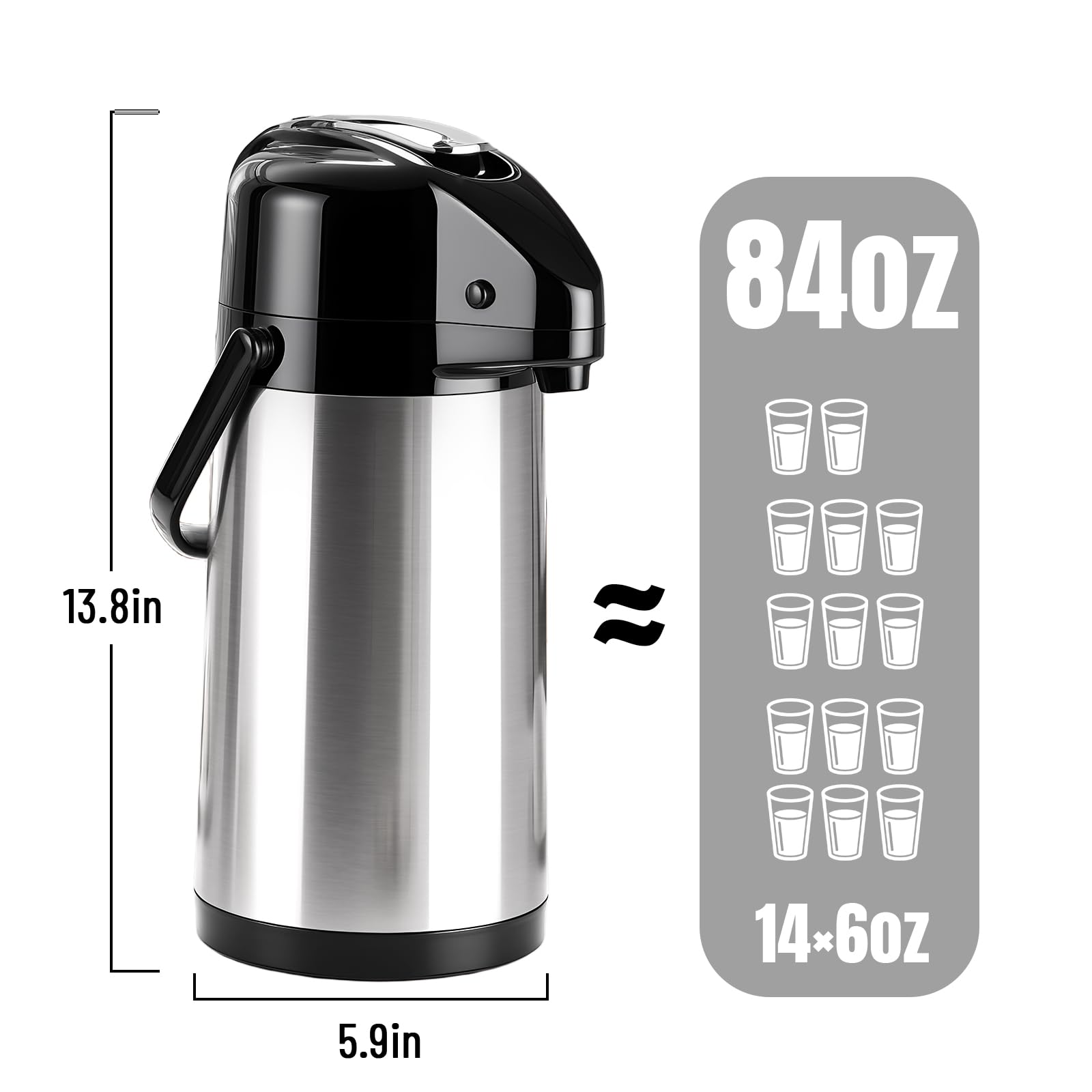 Ratrabas 2.5L carafe preserves flavor for longer servings.