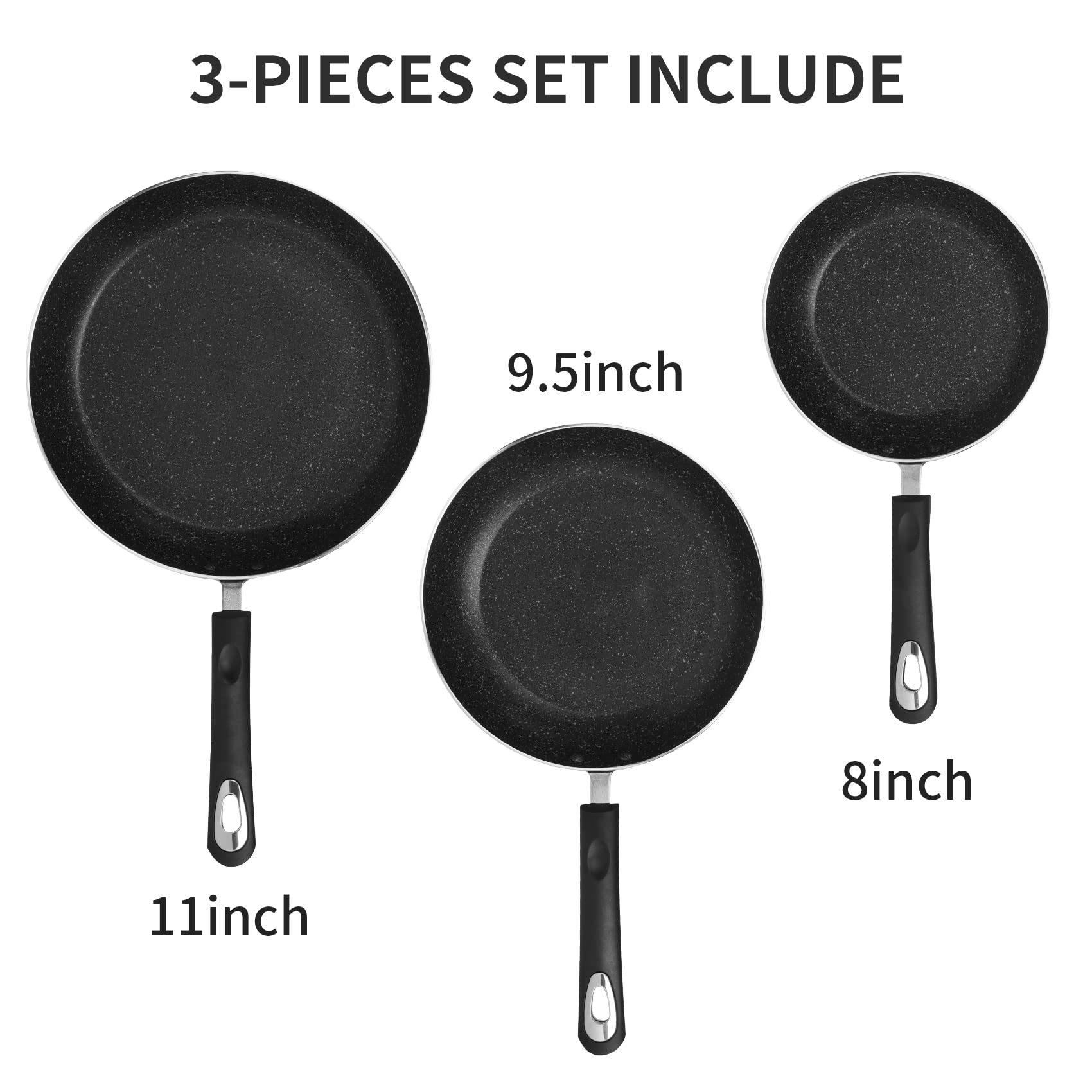 RATWIA 11-inch ceramic nonstick frying pan for large meals