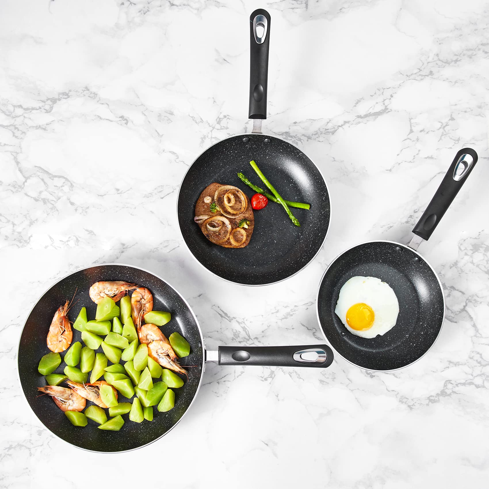 RATWIA three-piece frying pan set adds versatile sizes for weeknight meals