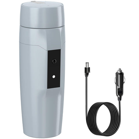 Rauwseul portable 12V car kettle showing compact design for on-the-go heating