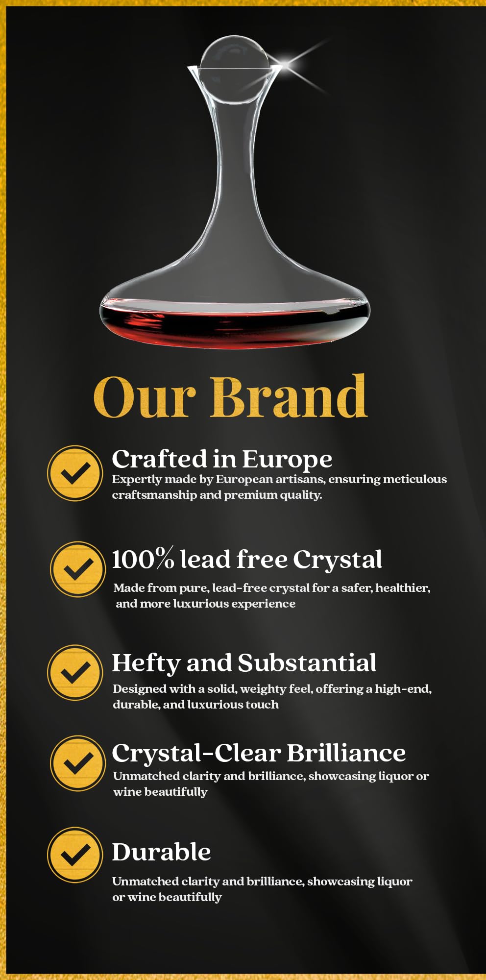 Ravenscroft decanter with a wide base boosts surface area for aeration.