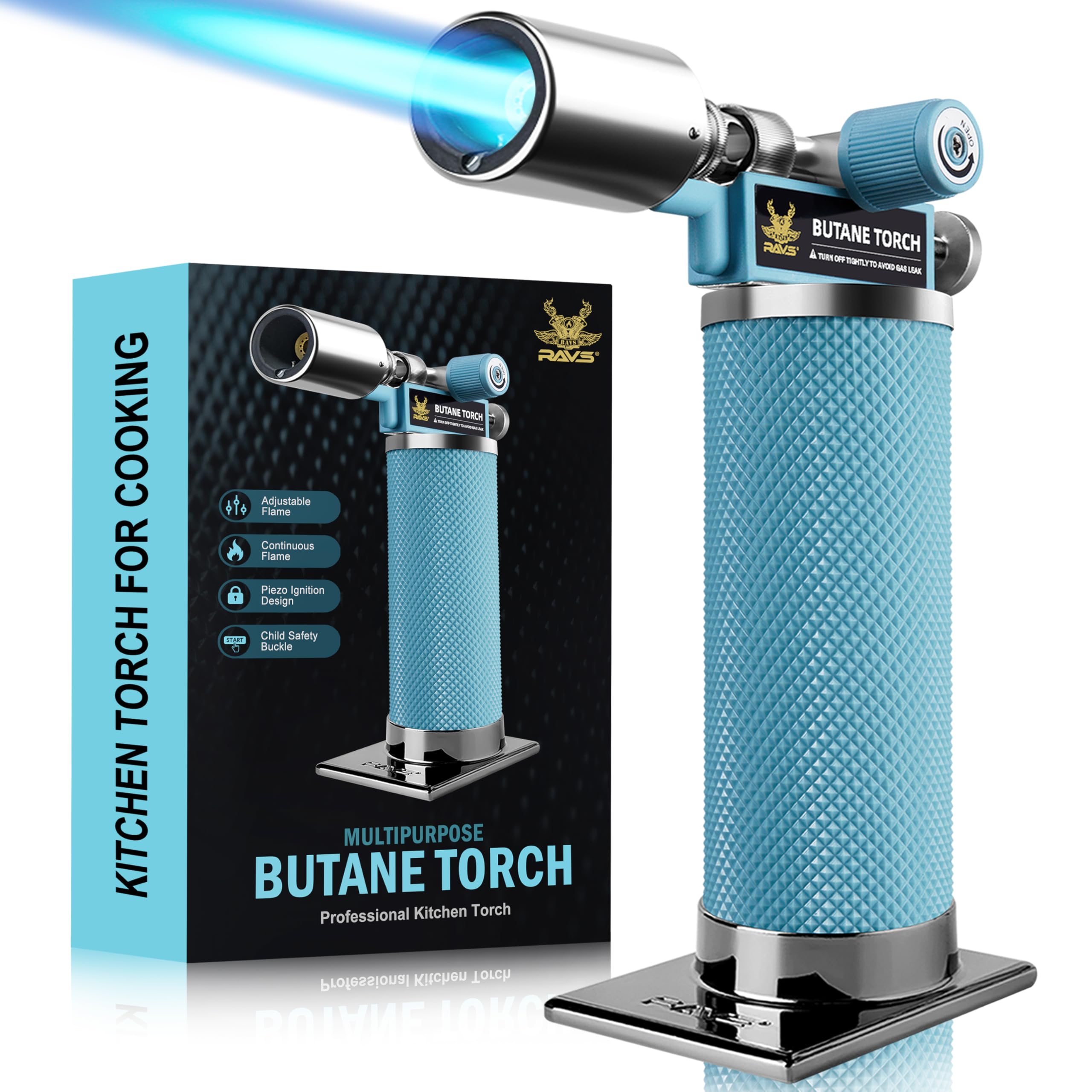 RAVS butane torch body with durable metal construction for everyday use