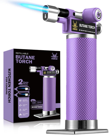 RAVS butane torch showing dual flame mode for versatile heating tasks.