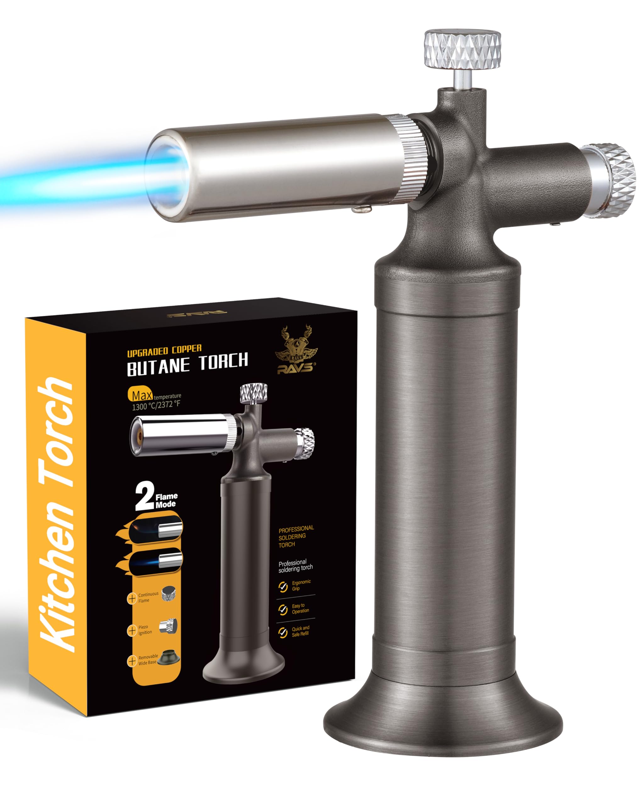 RAVS copper torch construction shows durable craftsmanship for precise cooking tasks