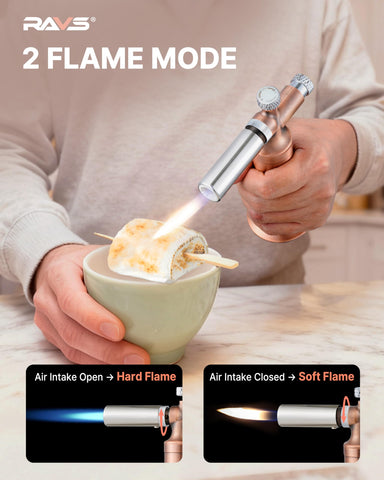 Ravs safety nozzle design protects hands during high-heat tasks.