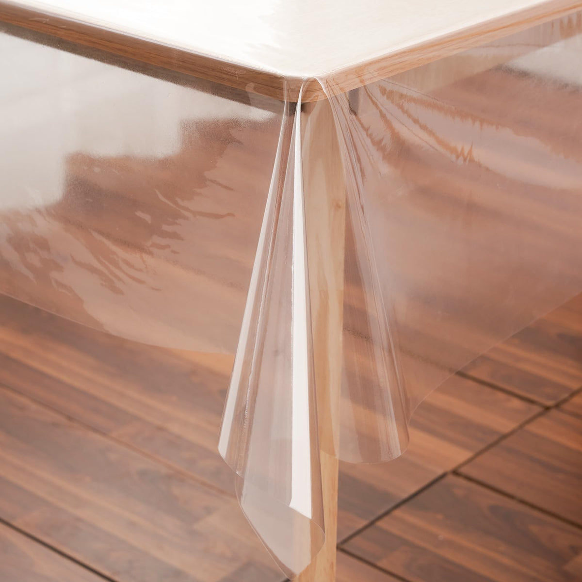 Rawgoodz clear tablecloth protector 70x70 top view protects wooden dining table