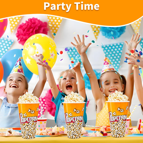Raymea BPA-free plastic popcorn bucket emphasizing durable, reusable design.