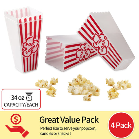 RAYMEA popcorn boxes; sturdy striped design supports repeated use.