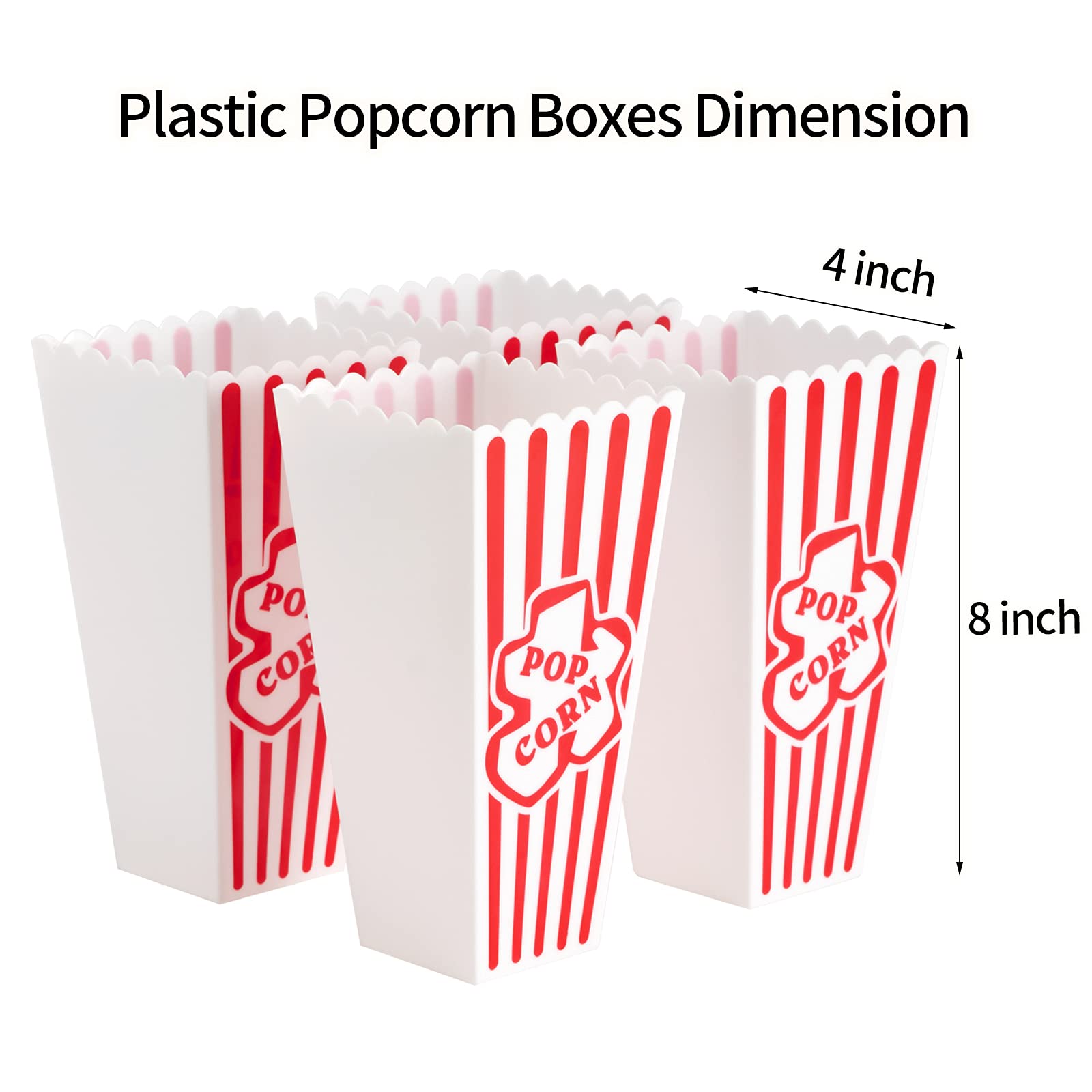 RAYMEA striped-design popcorn buckets are easy to clean, ideal for family movie nights.