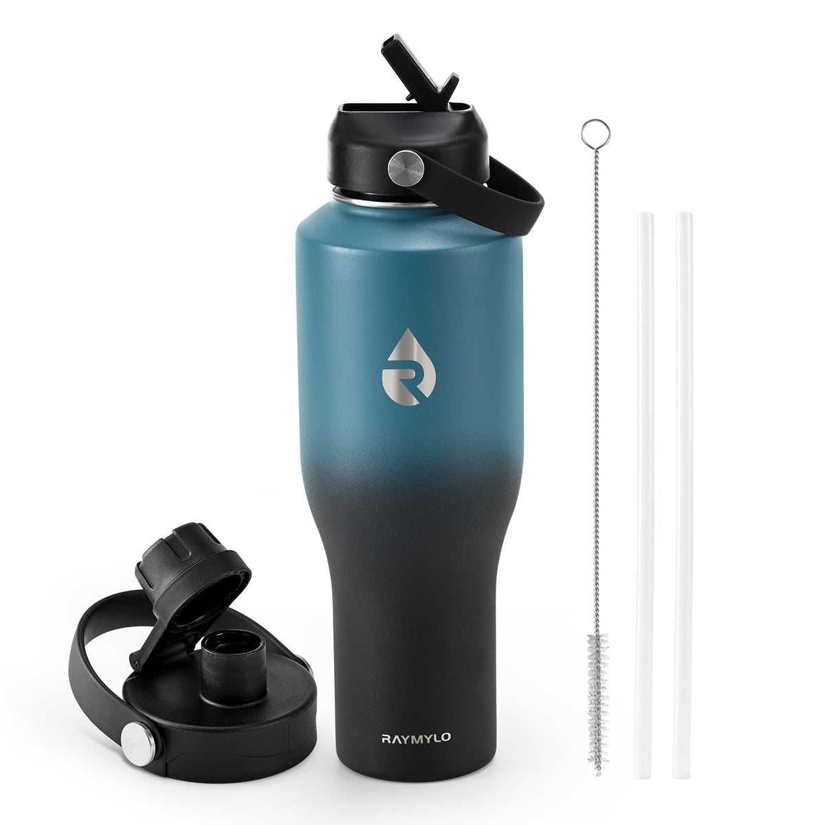 RAYMYLO 40 oz bottle fits car cup holders for on-the-go hydration.