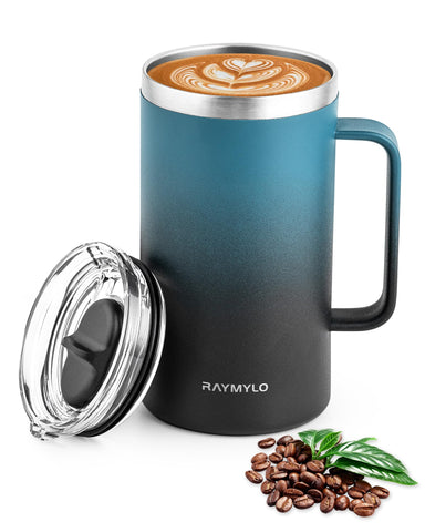 RAYMYLO insulated 24-ounce mug with double-wall design keeps beverages cold for up to 9 hours.
