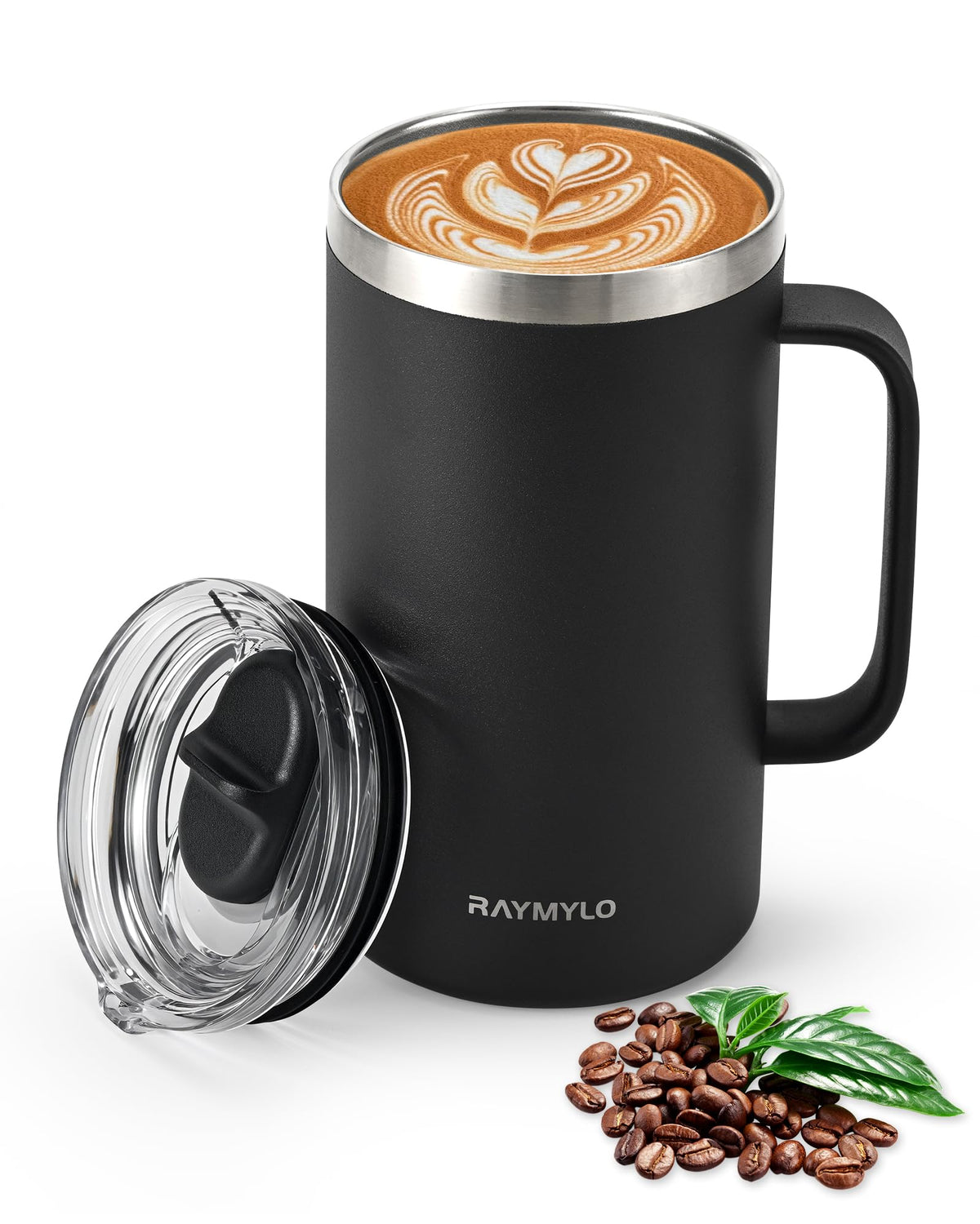 RAYMYLO 24 oz insulated mug from the front view showing its large capacity