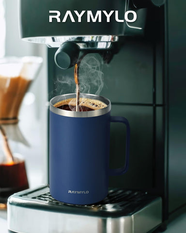 RAYMYLO Insulated Mug 24 oz camping scene illustrating versatility