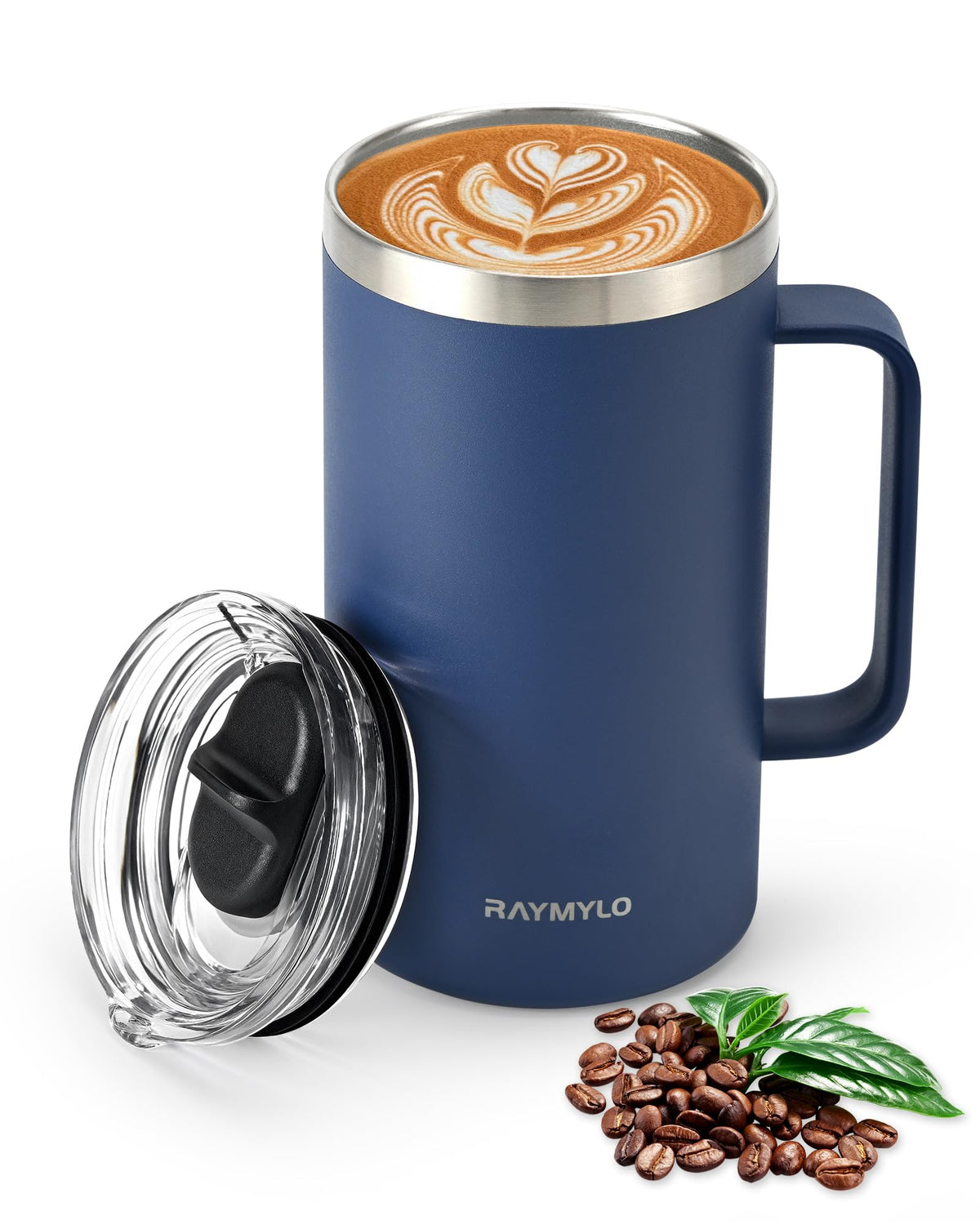 RAYMYLO Insulated Mug 24 oz front view showing sturdy handle for on-the-go use