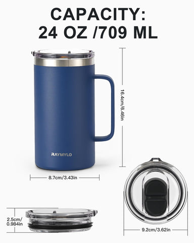 RAYMYLO Insulated Mug 24 oz in an office setting for daily use