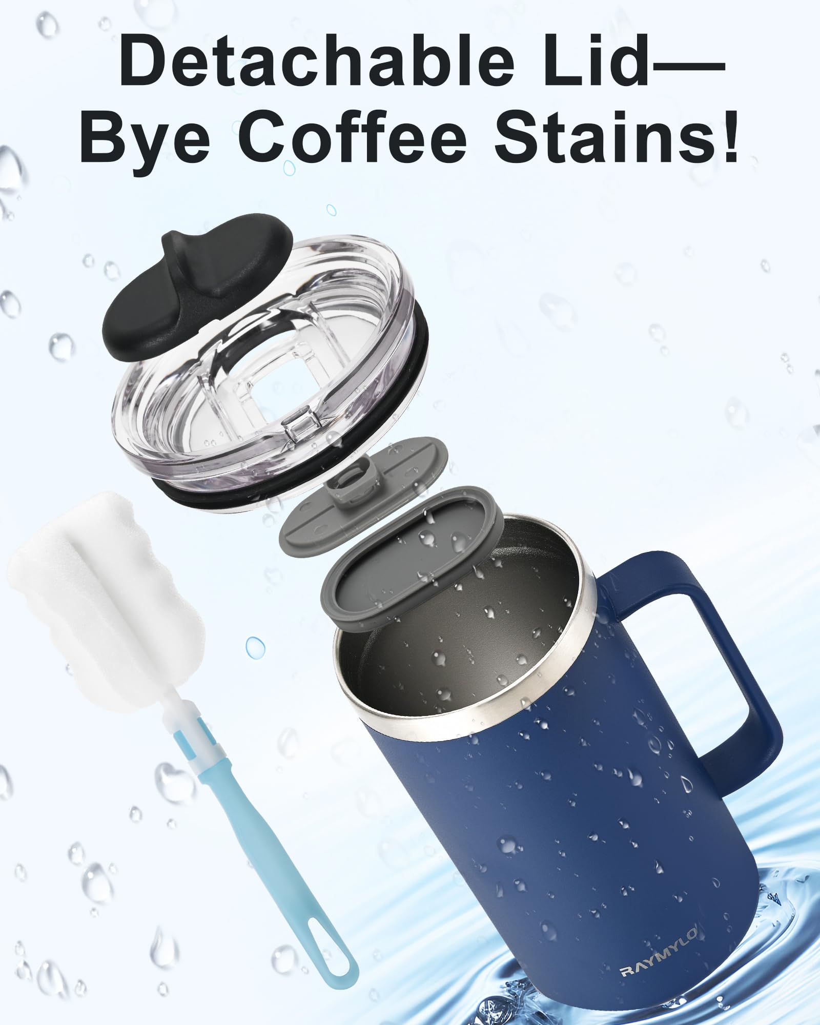 RAYMYLO Insulated Mug 24 oz pouring with straw option demonstrated