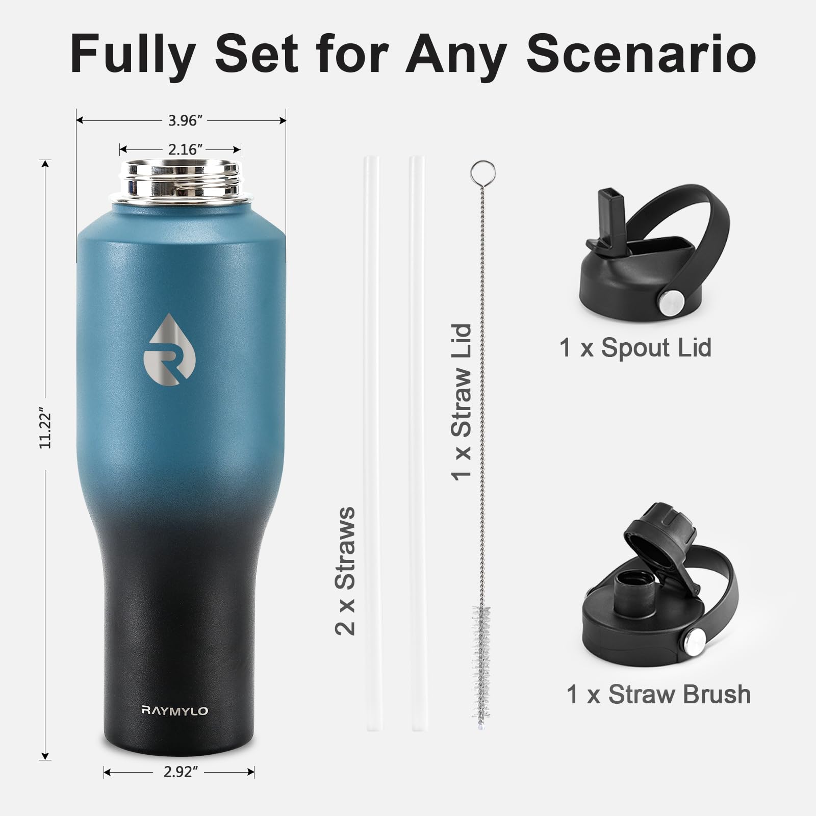RAYMYLO leakproof spout lid prevents spills while traveling.