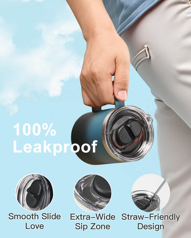RAYMYLO slider lid with airtight seal enabling leak-free sipping