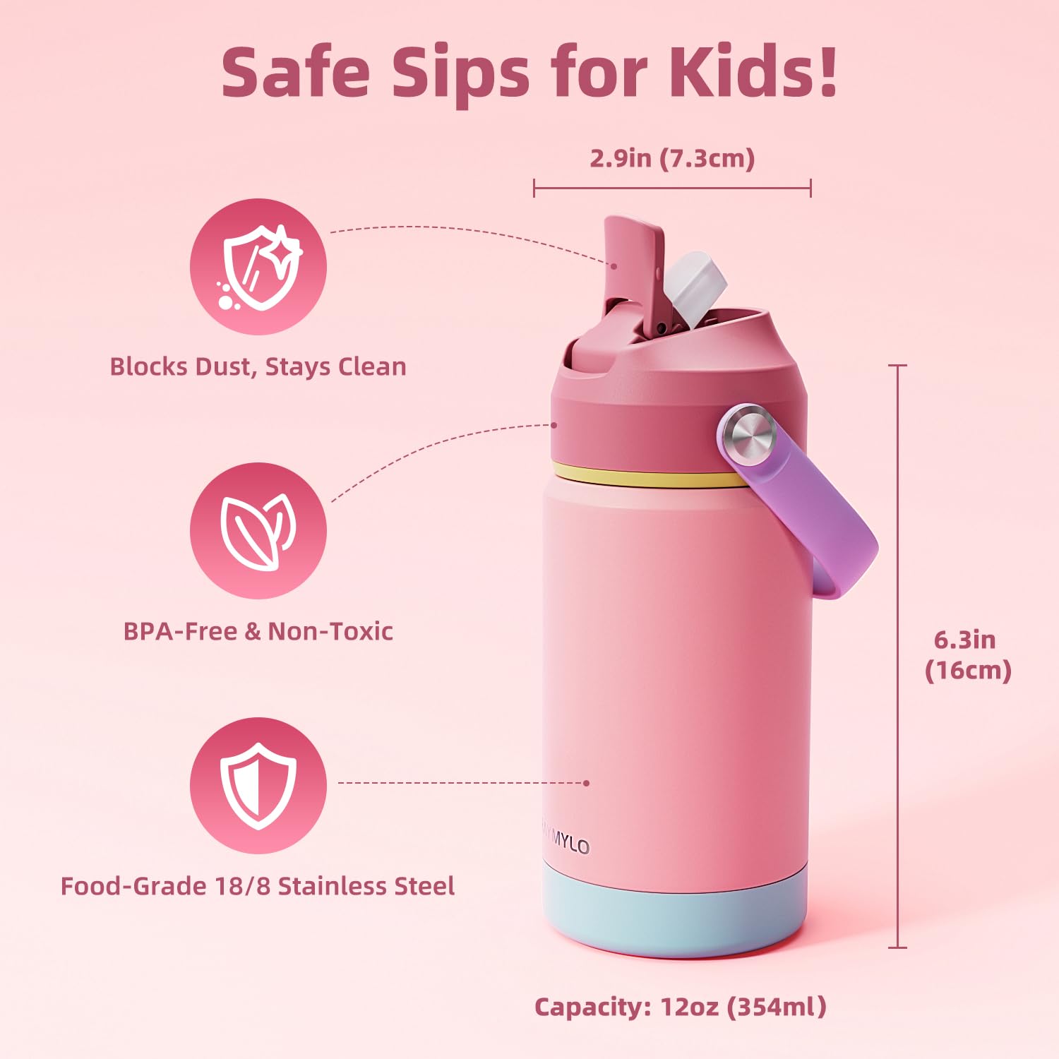 RAYMYLO toddler bottle dust cover protecting straw from dirt
