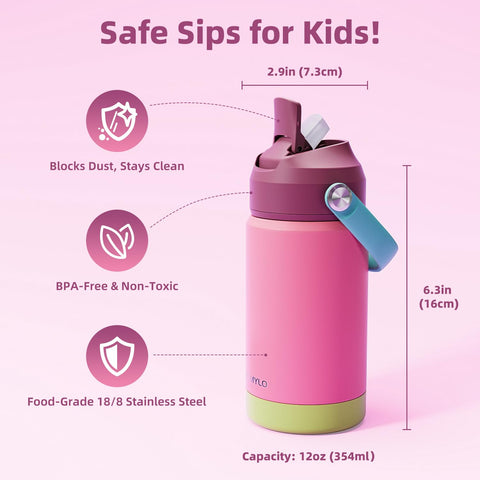 RAYMYLO toddler water bottle dust cover snap-on blocks straw dirt.