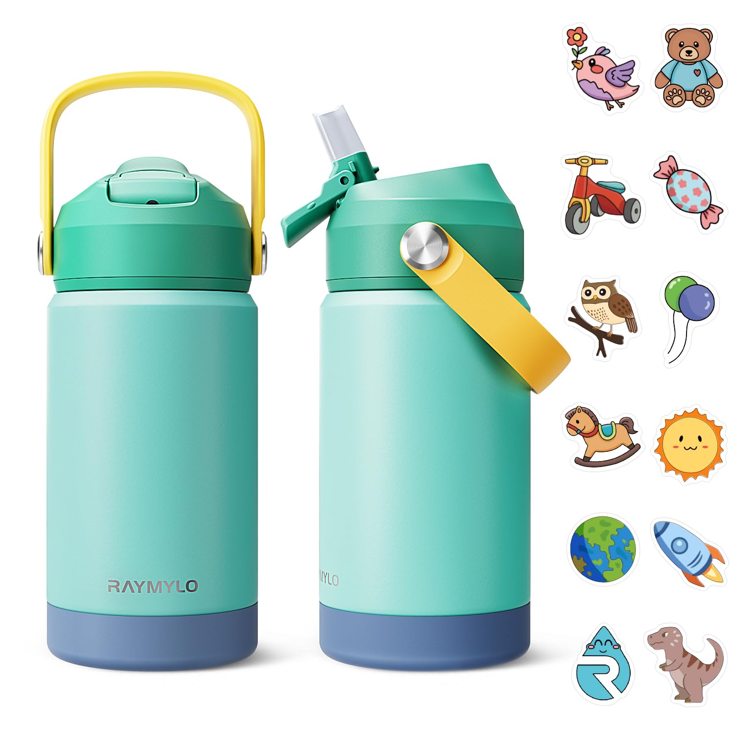 RAYMYLO toddler bottle with dust cover protects straw from dirt during outings
