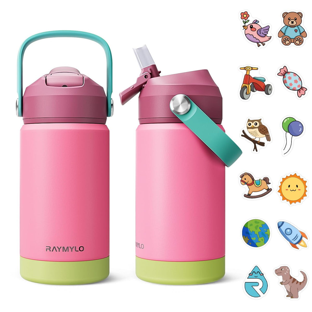 RAYMYLO toddler water bottle stainless steel outer for durable everyday hydration.