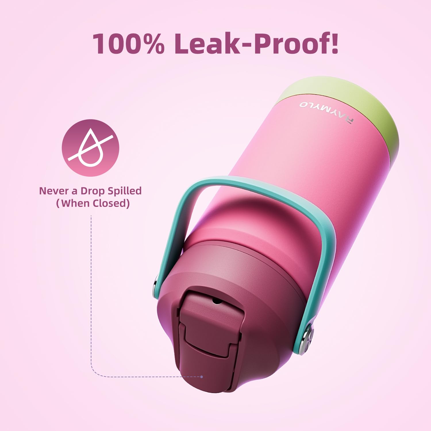RAYMYLO toddler water bottle triple-seal lid prevents leaks.