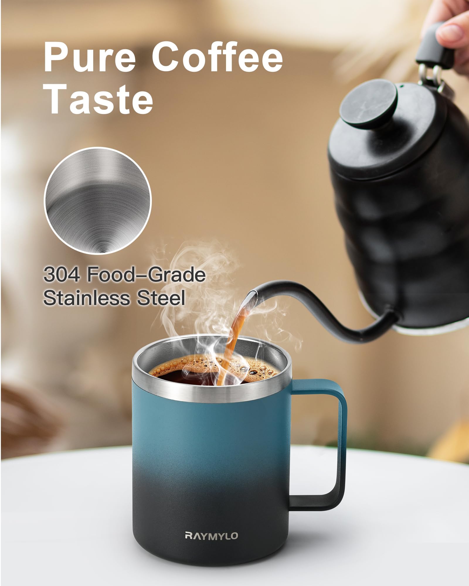 RAYMYLO wide-mouth mug for straw or direct sipping