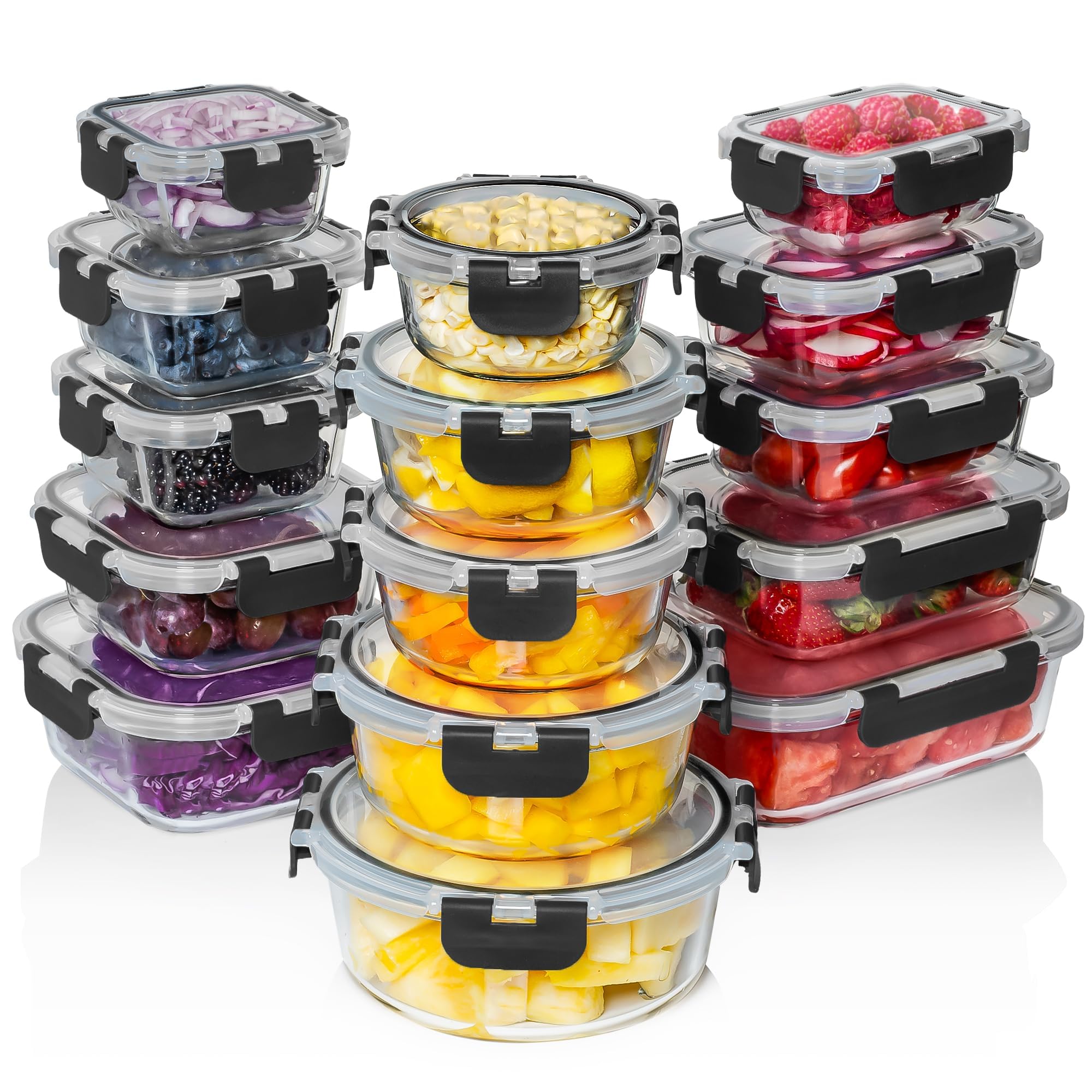 Razab 1040ml rectangular glass container with lid, ideal for large meal prep and leftovers.
