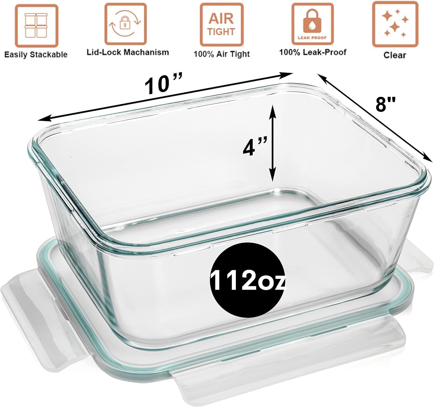 Razab 3300ml glass container suitable for quick microwave reheating
