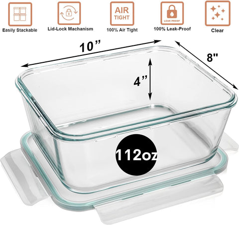 Razab 3300ml glass container suitable for quick microwave reheating