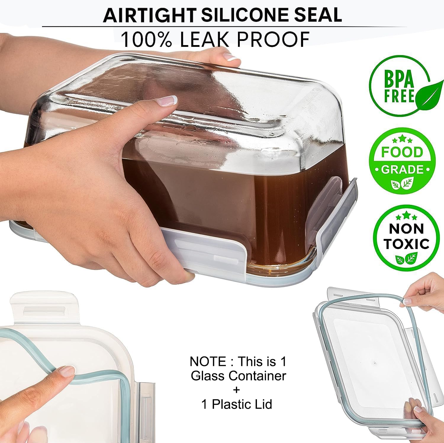 Razab 3300ml square glass container ready for oven-bake meals