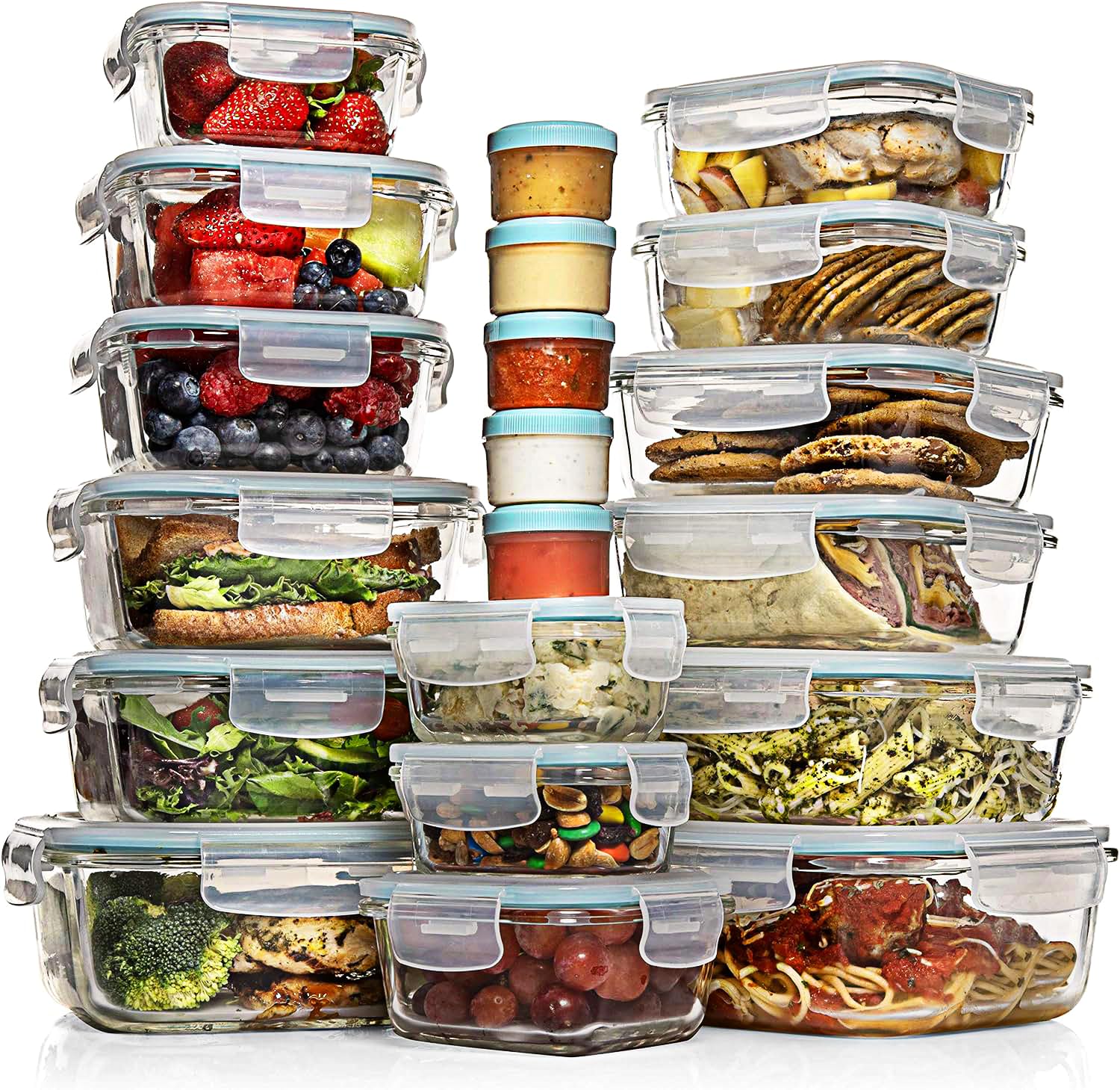 Razab rectangular small glass containers with lids for meal prep.
