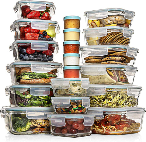 Razab rectangular small glass containers with lids for meal prep.
