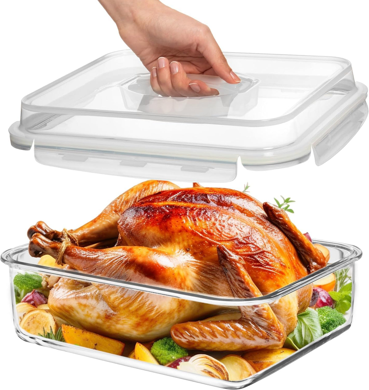 Razab 4800 ml locking lid glass container with airtight seal for fridge-to-table storage.