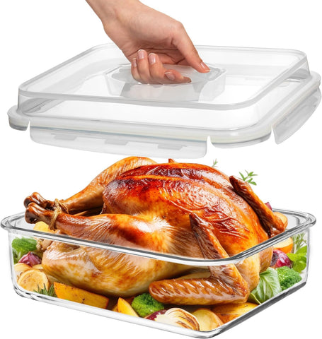 Razab 4800 ml locking lid glass container with airtight seal for fridge-to-table storage.