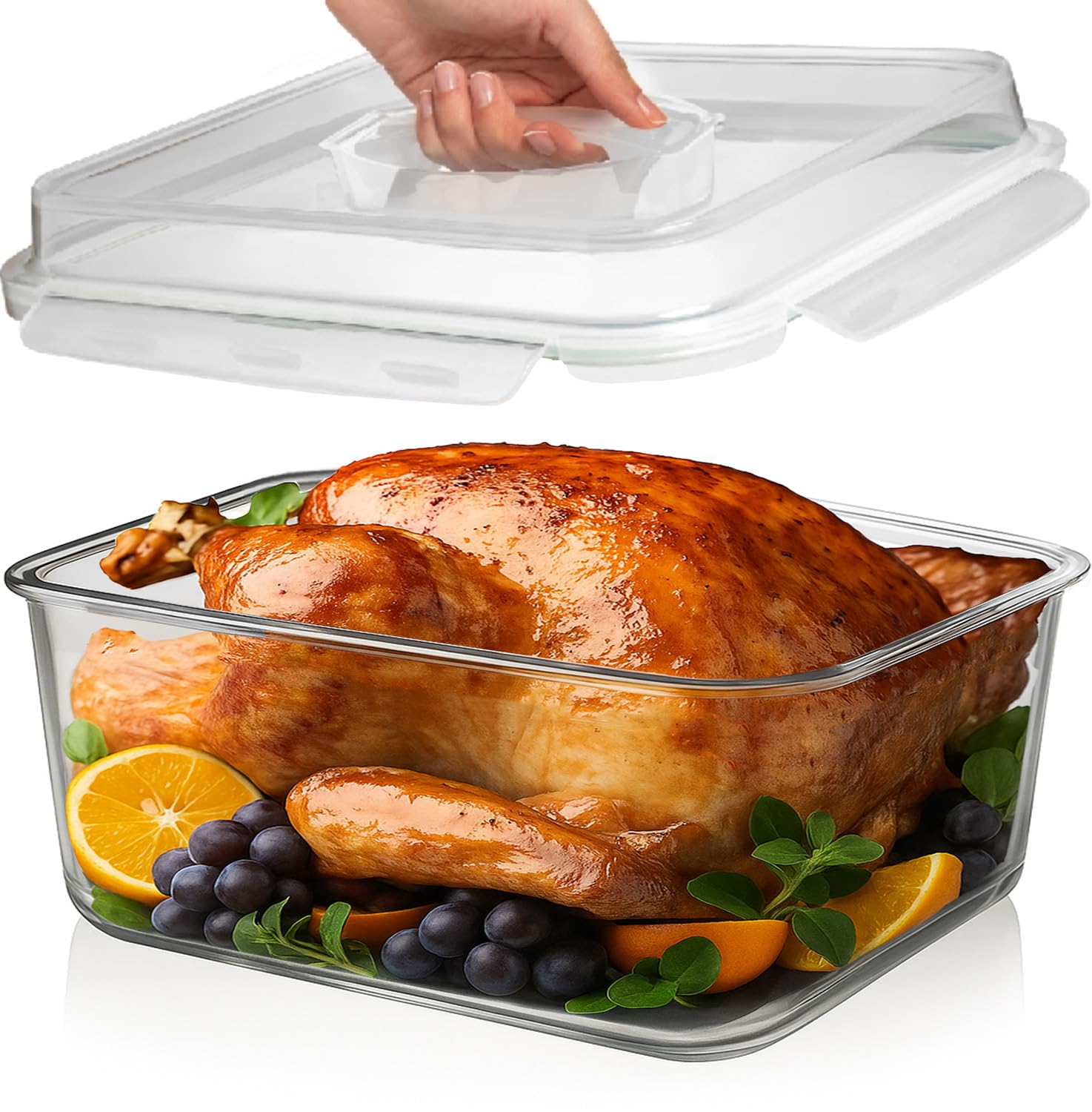Razab 6500ml glass container with airtight locking lid for bulk storage.