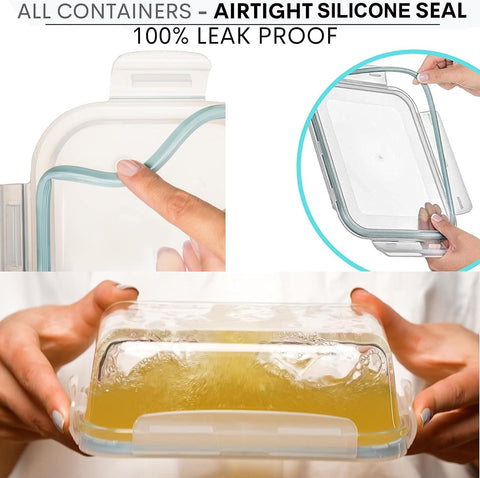 Razab airtight lids with silicone seal for secure storage.