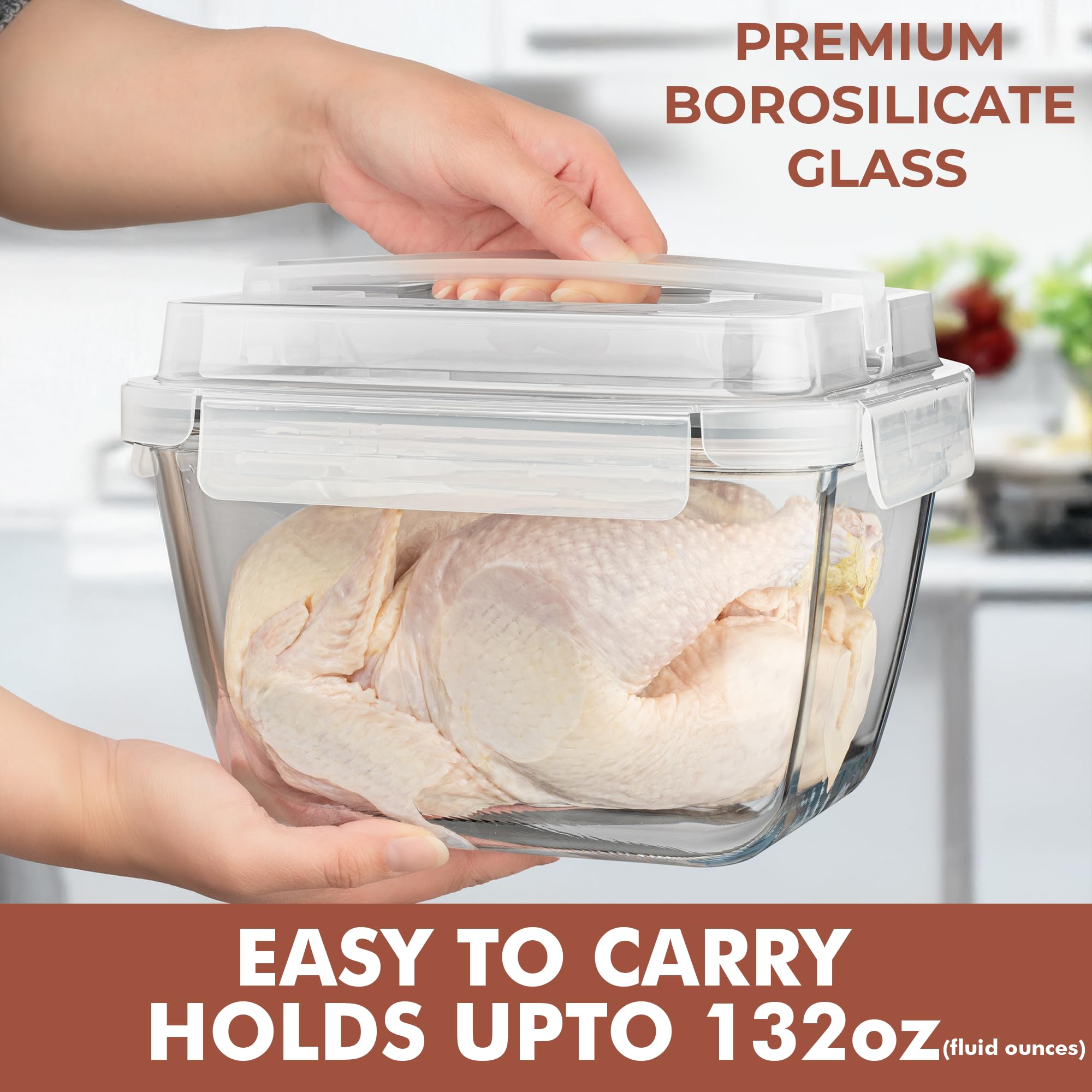 Razab airtight snap-lock lids ensuring leakproof meal prep and transport.
