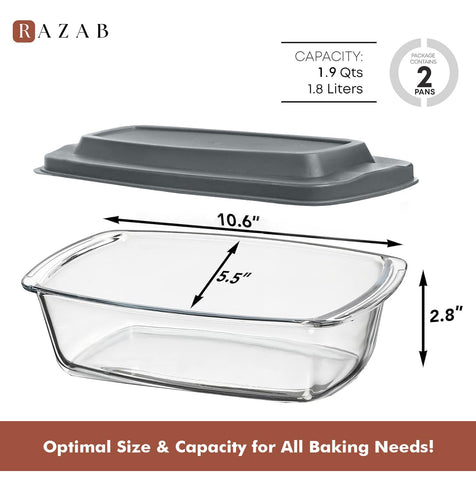 Razab borosilicate loaf pan with even heat distribution for consistent baking results.