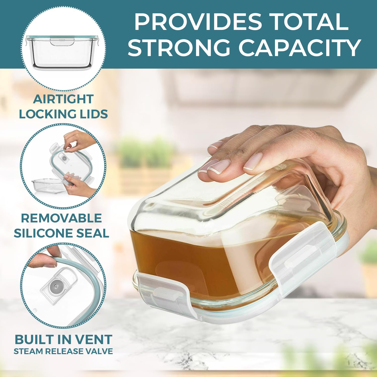 Razab built-in vent lid enables quick reheating while keeping contents fresh.