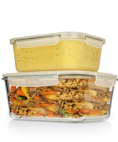 Razab dishwasher-safe glass container shown on the top shelf.