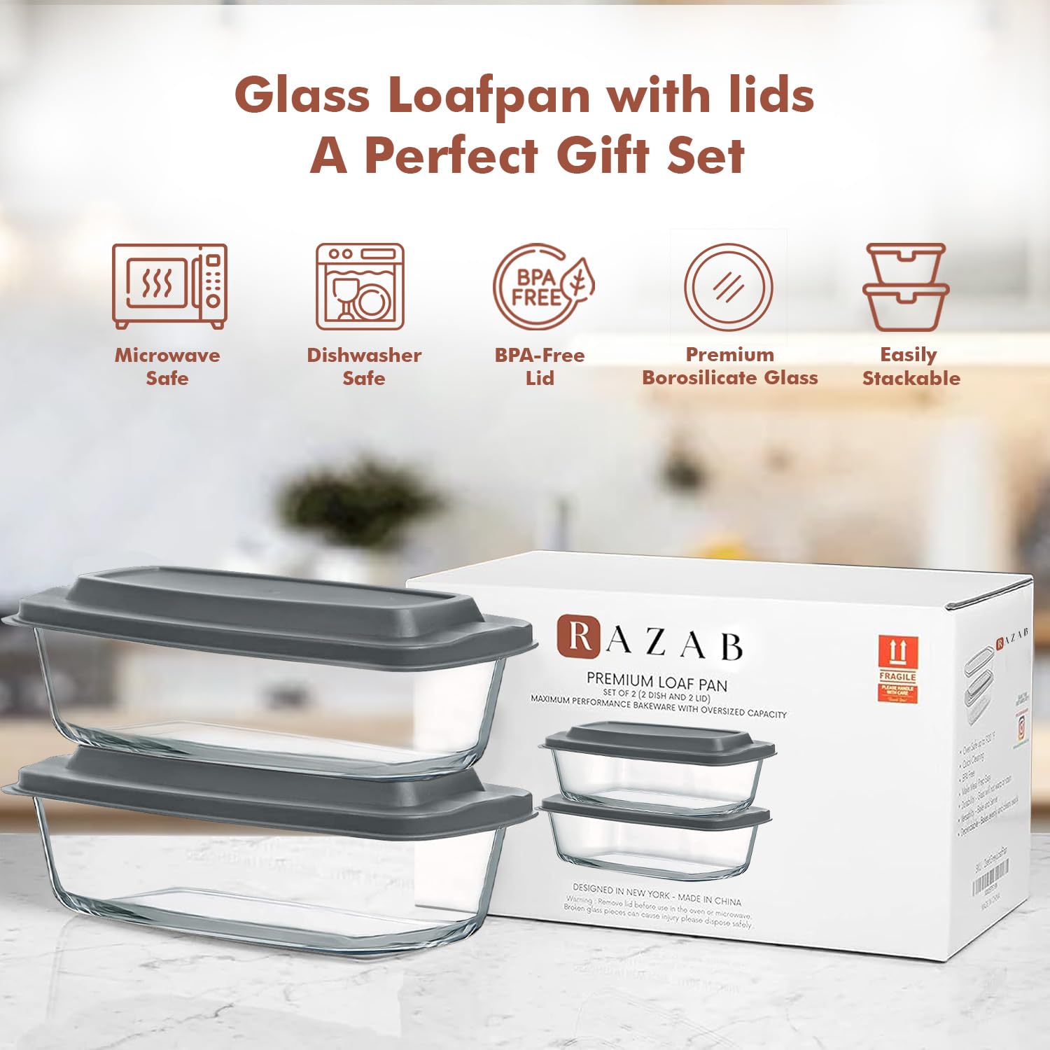 Razab glass loaf pan is dishwasher safe for easy cleanup after baking.