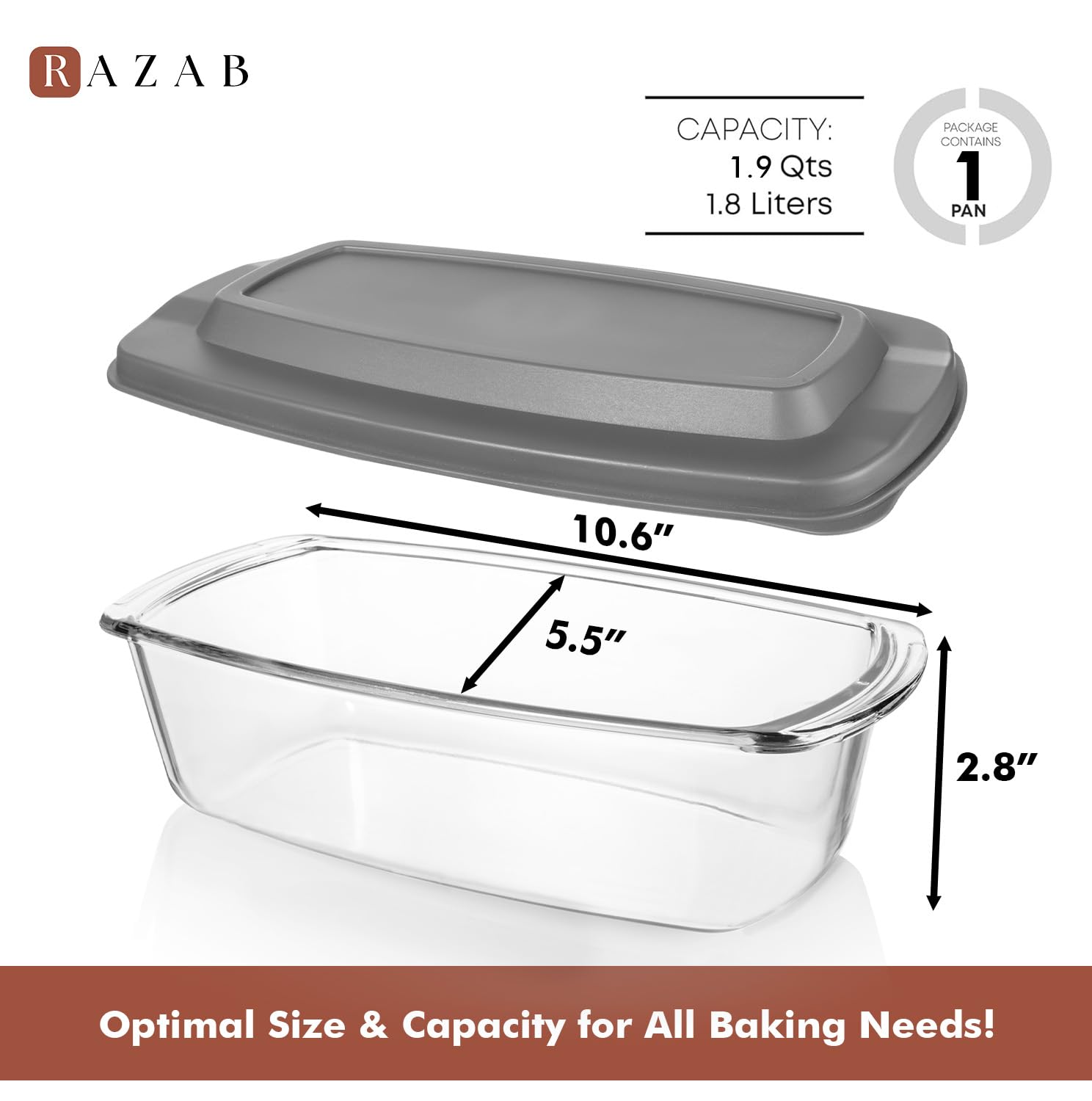 Razab loaf pan lid on demonstrates secure, leakproof storage from oven to fridge.